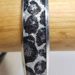 Black silver animal print leopard cheetah bangle